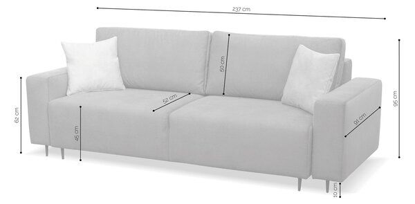 Rozkládací třímístná pohovka Hesto s úložným prostorem 237 cm samet antracitová