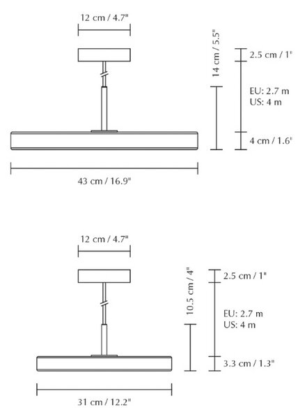 UMAGE Závěsné světlo LED Asteria Plus Mini, perlově bílá Ø 31 cm, stmívatelný, Krémová / jantar, Obývací pokoj / jídelna, kov, Design