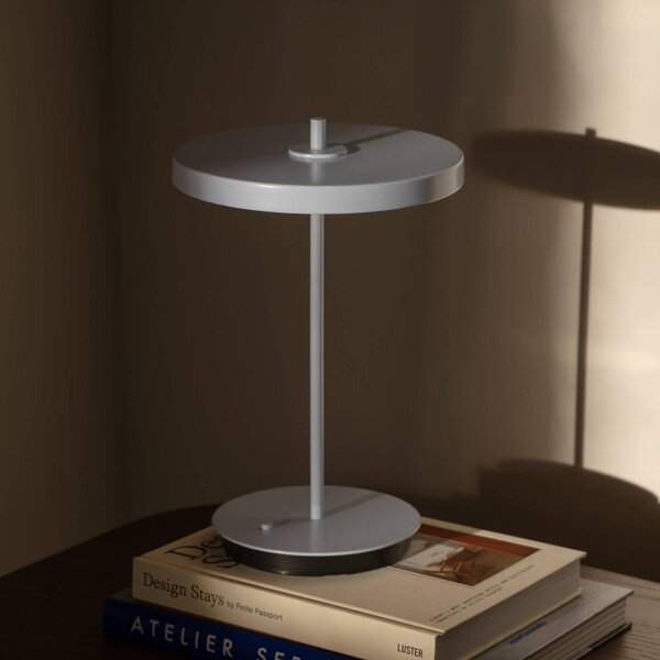 UMAGE LED dobíjecí stolní lampa Asteria Move fog grey uni, 31cm, stmívatelný, Hliník / šedá / zinek, Obývací pokoj / jídelna, kov, Design