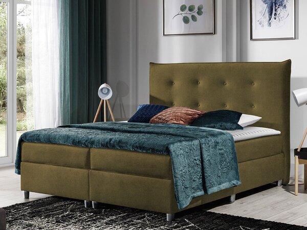Manželská čalouněná postel 180x200 RUFA - olivová + topper ZDARMA