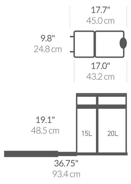 Plastový odpadkový koš 35 l Dual - simplehuman