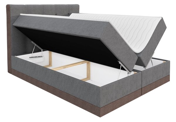 Boxspringová manželská postel 200x200 SANDIA - šedá + topper ZDARMA