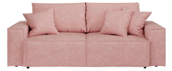 Rozkládací třímístná pohovka Melow s úložným prostorem 250 cm růžová