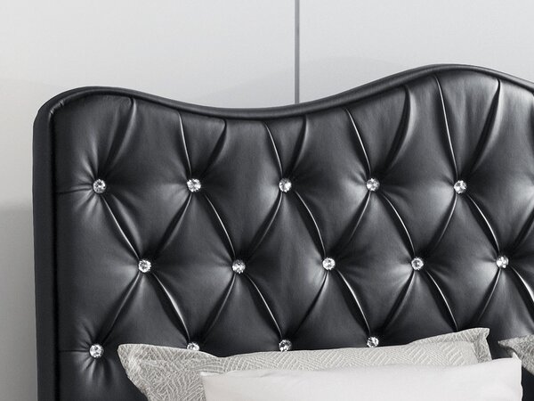 Kontinentální manželská postel 160x200 TEJANA - bílá ekokůže + topper ZDARMA