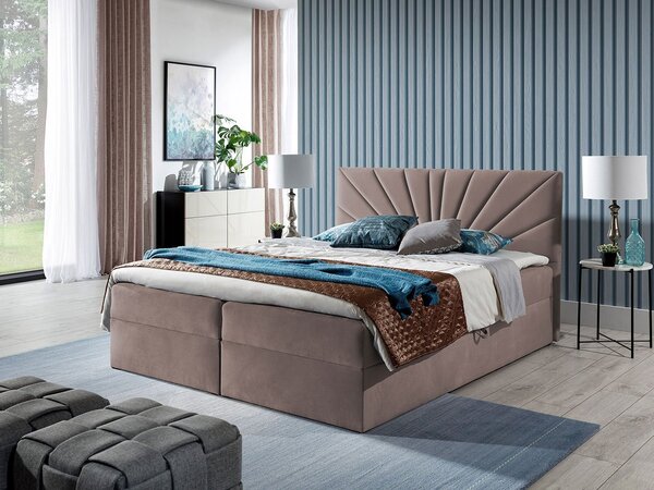 Boxspringová manželská postel 180x200 TOMASA 4 - růžová + topper ZDARMA