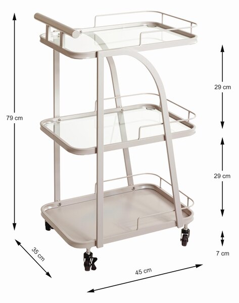 SERVÍROVACÍ VOZÍK, světle šedá, 35/45/79 cm - Barové vozíky, Online Only