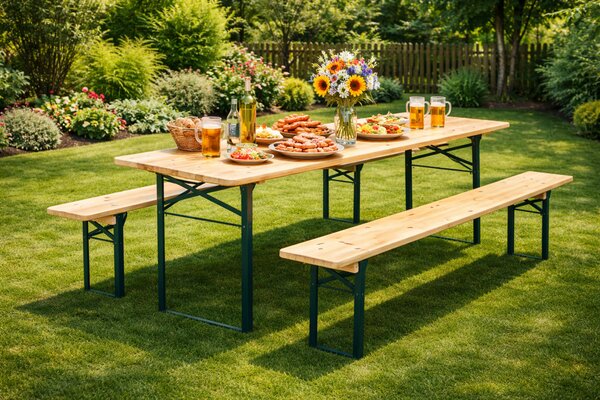 Párty stan 6x12 m PREMIUM SET – stan + pivní sety + podlaha barva Zeleno-bílá