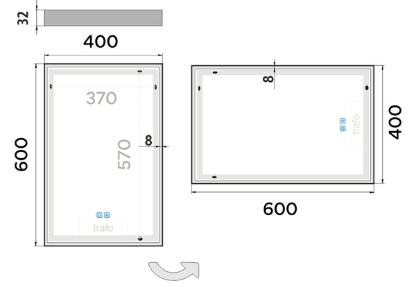 Nimco LED zrcadlo s osvětlením 40 x 60, dotykové senzory ZP 13000VX