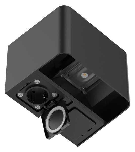 SLC venkovní nástěnné LED svítidlo Shadow se zásuvkami 787lm 2700/3000/4000K stmívatelné černé IP65