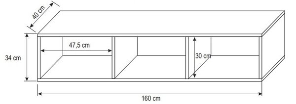 Stolek pod televizi LODI - šířka 160 cm, bílý