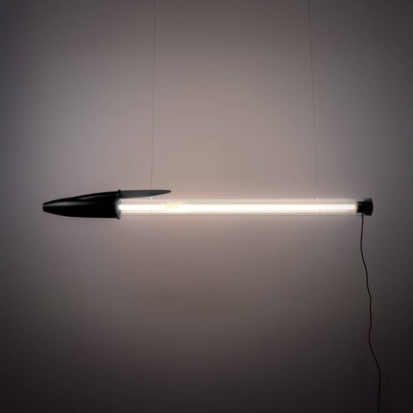 SELETTI LED závěsné světlo BIC, černé, délka 173 cm, Černá, Obývací pokoj / jídelna, Plast, Design