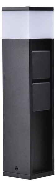 LUTEC LED stojací lampa MAINS, tmavě šedá, 37 cm, IP54, 2 zásuvky, Hliník / šedá / zinek, Hliník, Moderní