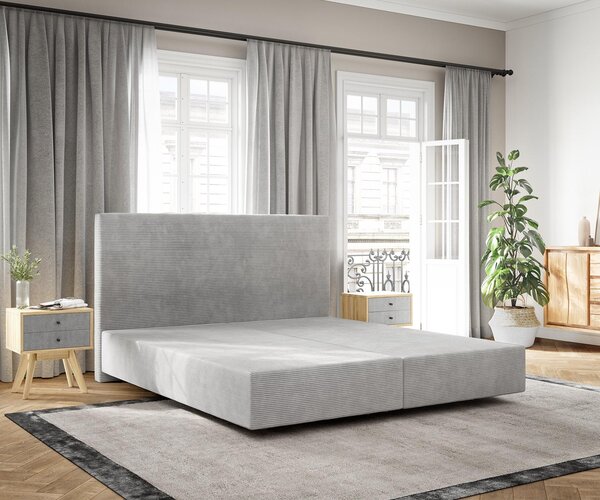 DELIFE Boxspring postel Dream-Well 180×200 cm manšestr stříbrná