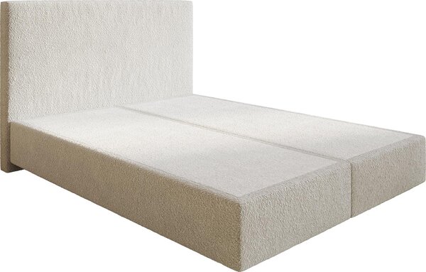 DELIFE Boxspring postel Dream-Well 160×200 cm bouclé krémová bílá bez nohou