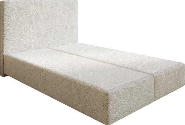 DELIFE Boxspring postel Dream-Well 140×200 cm bouclé krémová bílá bez nohou