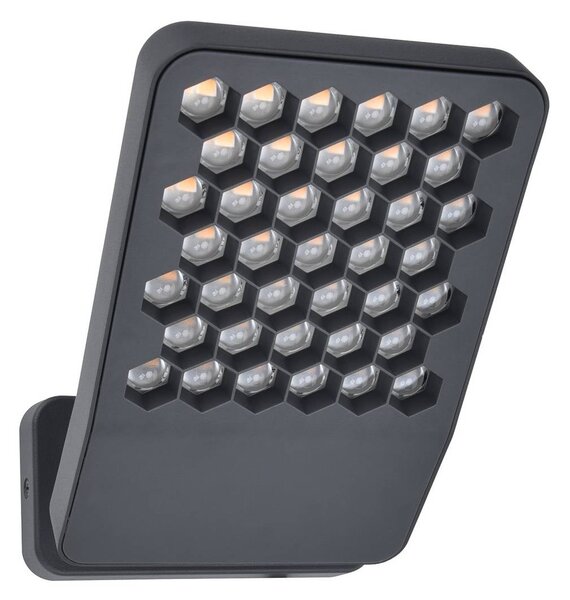 LUTEC Venkovní nástěnné svítidlo ATLANTIS, tmavě šedé, 22 cm, kov, IP54, Hliník / šedá / zinek, Hliník, Moderní