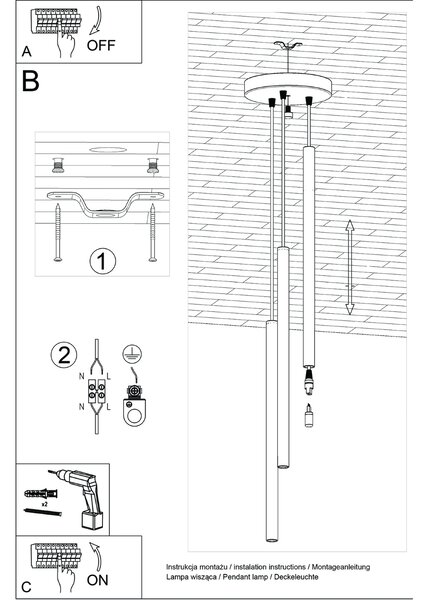 Sollux Lighting Závěsná lampa PASTELO 3P béžová