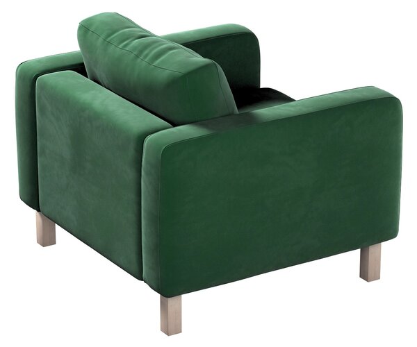 Potah na křeslo IKEA Karlstad, krátký barva zelená látka lesklé, sametová