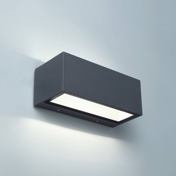 LUTEC Venkovní nástěnné svítidlo GEMINI, tmavě šedá, 22 cm, IP54, světlo směřující, Hliník / šedá / zinek, Hliník, Moderní, Nástěnné svítidlo