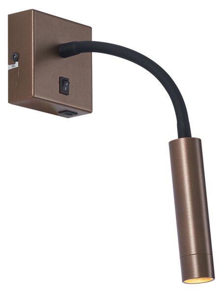 Moderní bronzová nástěnná lampa s portem USB-C - Gosna