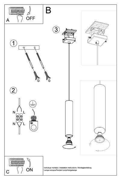 Sollux Lighting Závěsná lampa LAGOS 1 béžová