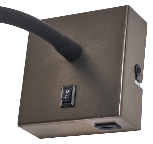 Moderní nástěnná lampa Gunmetal s portem USB-C - Gosna