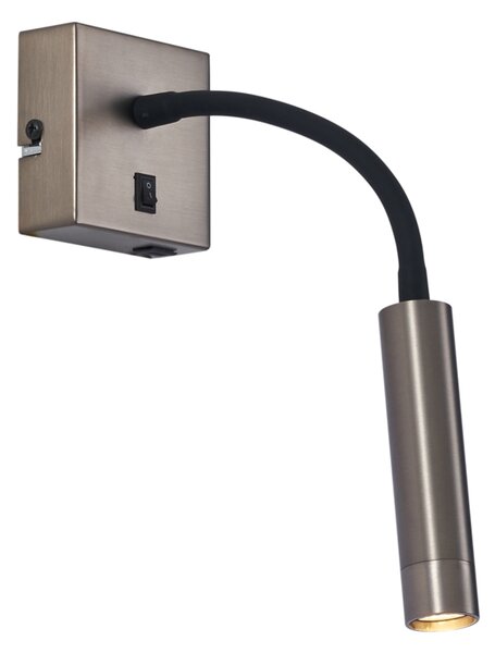 Moderní nástěnná lampa Gunmetal s portem USB-C - Gosna