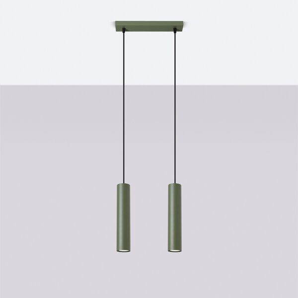 Sollux Lighting Závěsná lampa LAGOS 2 olivově zelená