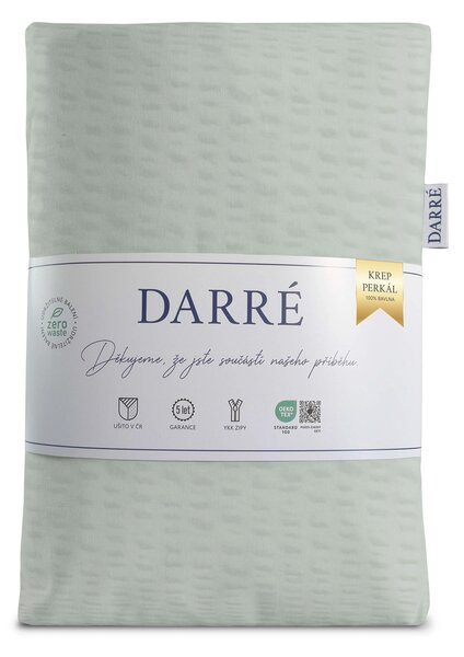 DARRÉ Krepové perkálové povlečení Jednobarevné - světle zelené Velikost: 140 x 200 + 70 x 90