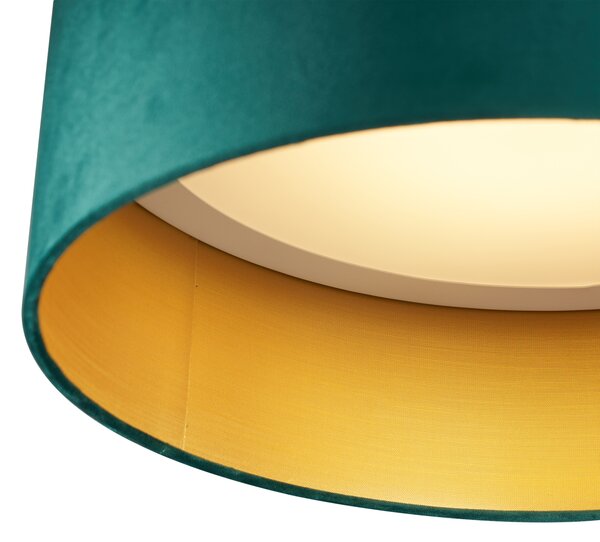 Moderní stropní svítidlo zelený samet 40 cm vč. LED 3-stupňové stmívatelné - Sue