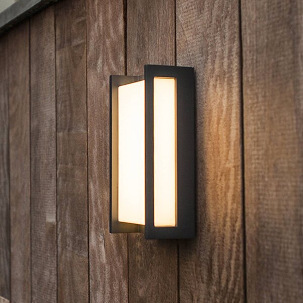 LUTEC connect LED inteligentní venkovní nástěnné svítidlo QUBO, tmavě šedá, 22 cm, IP54, RGB,, Hliník / šedá / zinek, Hliník, Moderní