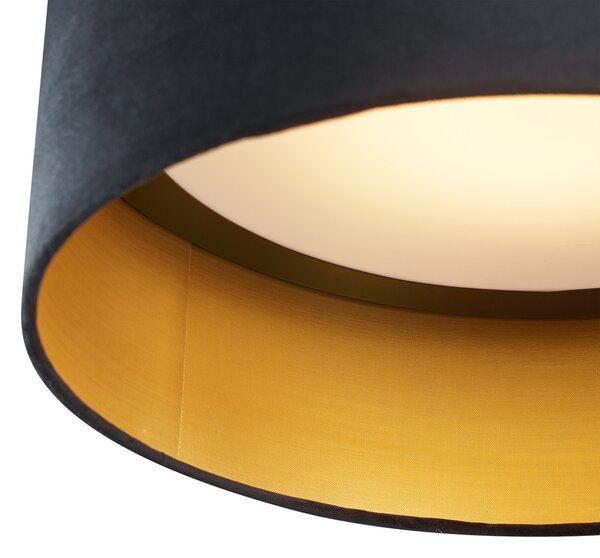 Moderní stropní svítidlo černé sametové 40 cm vč. LED 3-krokové stmívatelné - Sue