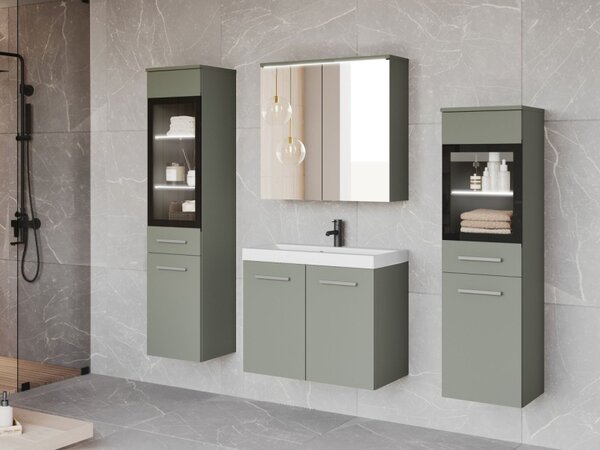 Koupelnový nábytek Apogon II, Barva: mlhavě zelená, Sifon k umyvadlu: ne, Osvětlení: osvětlení LED - bílé, Baterie: ne 5903211455926