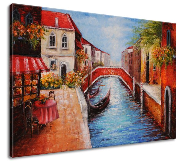 Ručně malovaný obraz Klidná ulice v Benátkách Rozměry: 100 x 70 cm