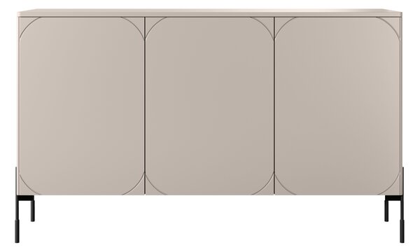 Moderní komoda Sonatia 150 cm třídveřová - kašmír / černé nohy