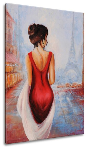 Ručně malovaný obraz Procházka při Eiffelově věži Rozměry: 70 x 100 cm