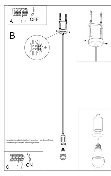 Sollux Lighting Závěsné svítidlo EDISON černé