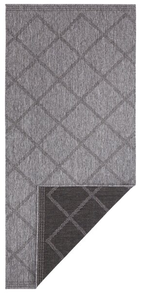 NORTHRUGS, Kusový koberec Twin Supreme 103757 Corsica Black/Anthracite – na ven i na doma, 80x250, šedá, chodba / předsíň