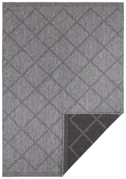 NORTHRUGS, Kusový koberec Twin Supreme 103757 Corsica Black/Anthracite – na ven i na doma, 80x250, šedá, chodba / předsíň