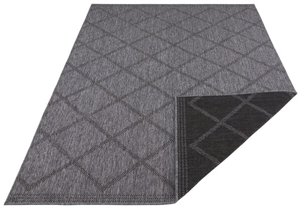 NORTHRUGS, Kusový koberec Twin Supreme 103757 Corsica Black/Anthracite – na ven i na doma, 80x250, šedá, chodba / předsíň