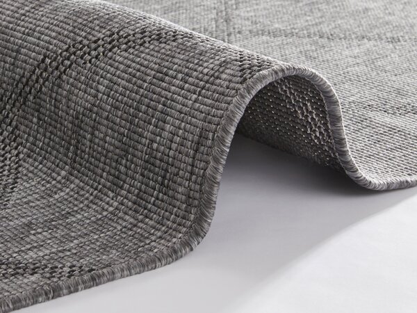 NORTHRUGS, Kusový koberec Twin Supreme 103757 Corsica Black/Anthracite – na ven i na doma, 80x250, šedá, chodba / předsíň