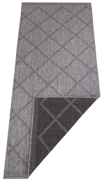 NORTHRUGS, Kusový koberec Twin Supreme 103757 Corsica Black/Anthracite – na ven i na doma, 80x250, šedá, chodba / předsíň