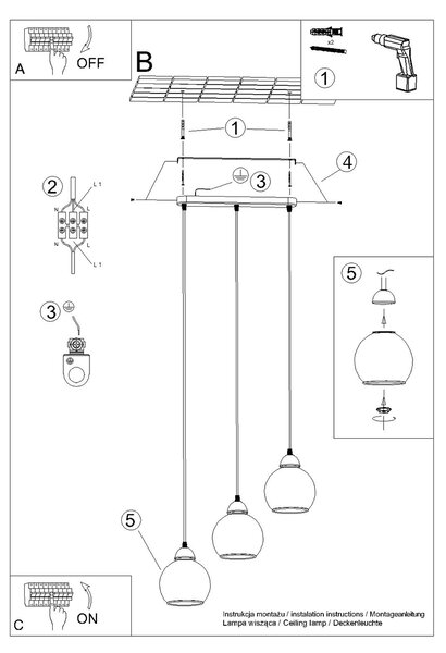 Sollux Lighting Závěsné svítidlo ALINO 3 černé