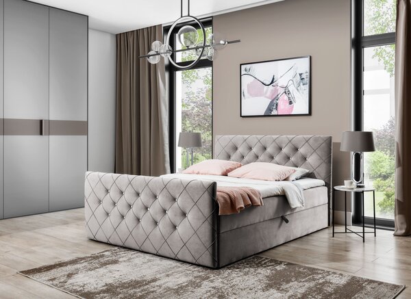 Boxspringová postel LENKA - 160x200, cappucino + topper ZDARMA