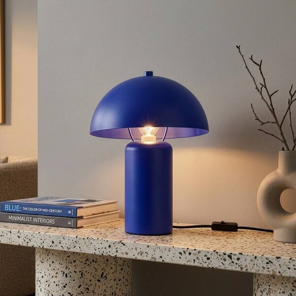 Reality Leuchten Stolní lampa Enya, modrá, kov, výška 25,5 cm, E14, Modrá, Obývací pokoj / jídelna, kov, Moderní