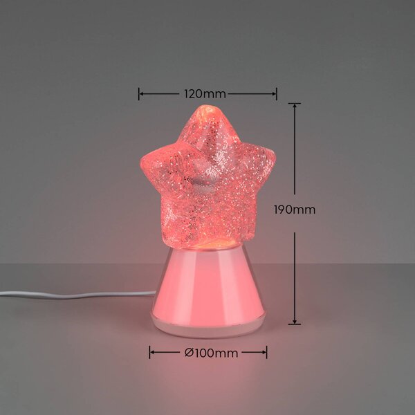 Reality Leuchten LED stolní lampa Estella Stern, kouřová, plast, USB konektor, Hliník / šedá / zinek, Dětský pokoj, Plast, Young lifestyle