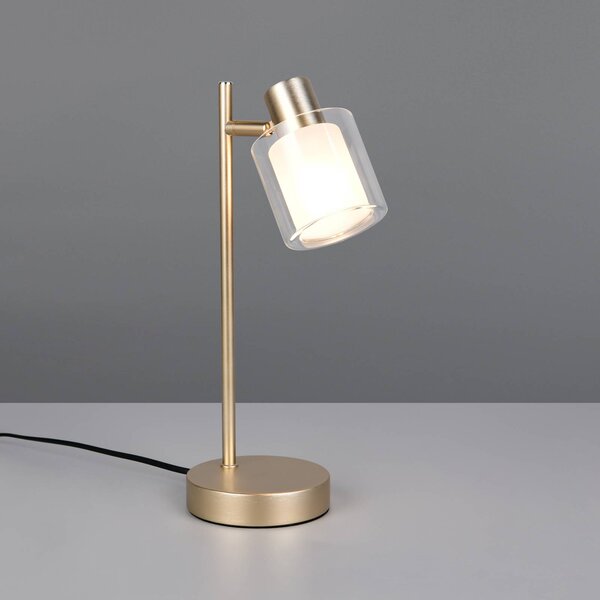 Reality Leuchten Stolní lampa Neralo, zlatá, kov, výška 35,5 cm, E14, Mosaz / zlato, Obývací pokoj / jídelna, kov