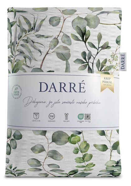DARRÉ Krepové perkálové povlečení Listy eukalyptu Velikost: 140 x 200 + 70 x 90