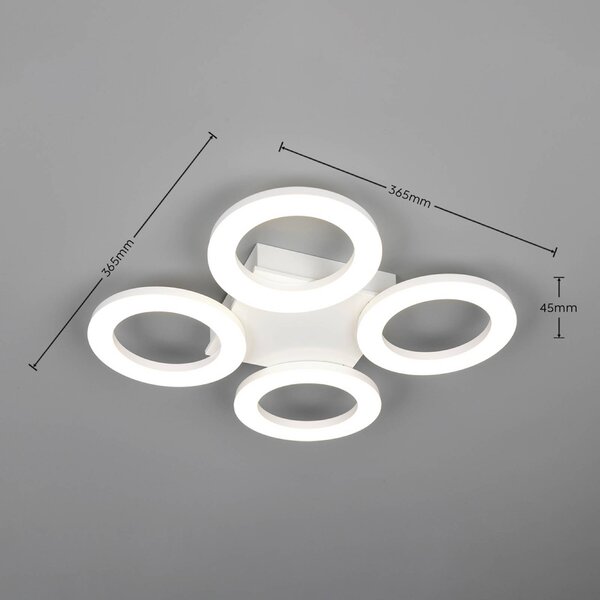 Reality Leuchten LED stropní svítidlo Cemi, kulaté, bílé, plast, 4 000 K, Bílá / opál, Kuchyň, Plast, Moderní