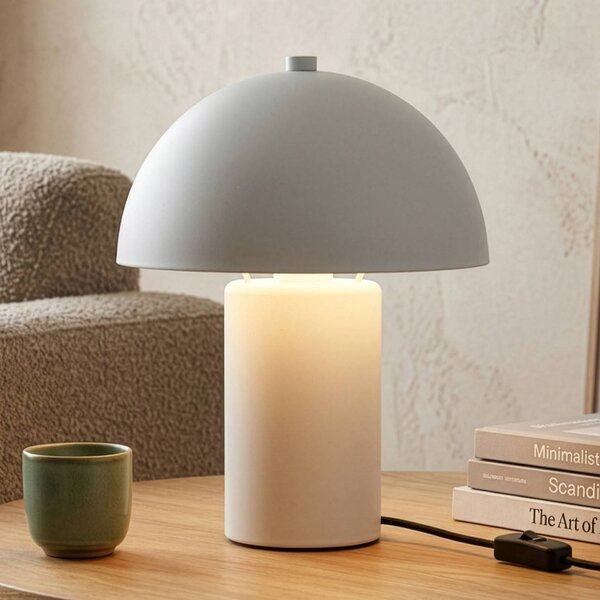 Reality Leuchten Stolní lampa Enya, světle šedá, kov, výška 25,5 cm, E14, Hliník / šedá / zinek, Obývací pokoj / jídelna, kov, Moderní